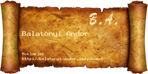 Balatonyi Andor névjegykártya